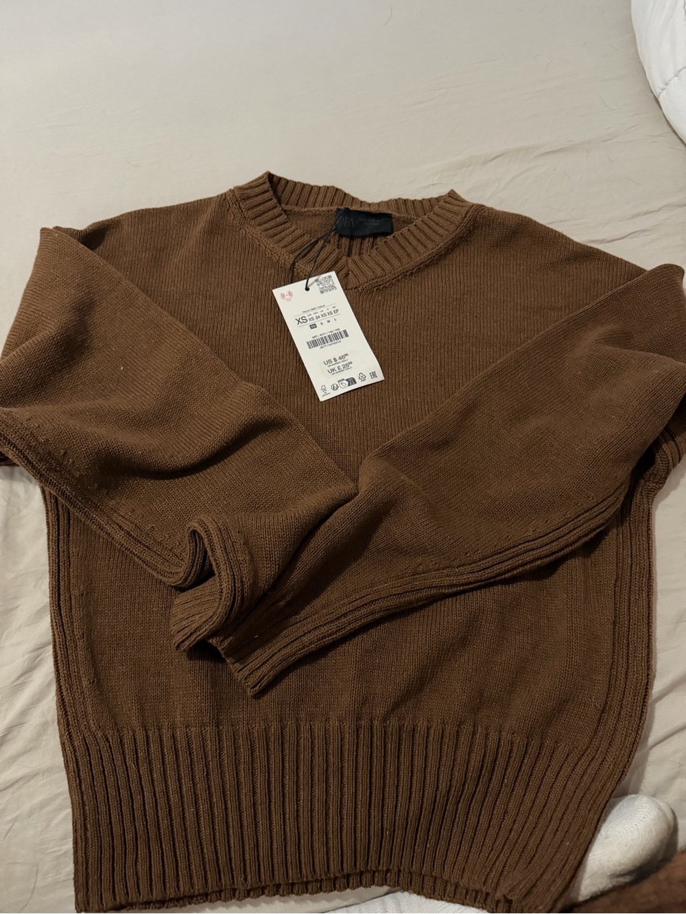 Zara Brown Crewneck Knit Sweater